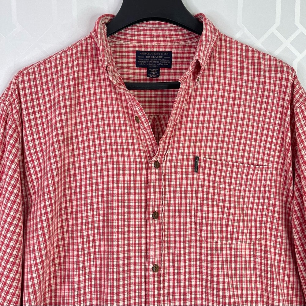 Abercrombie & Fitch The Big Shirt Vintage Red Checkered Button Down Men Size XLT